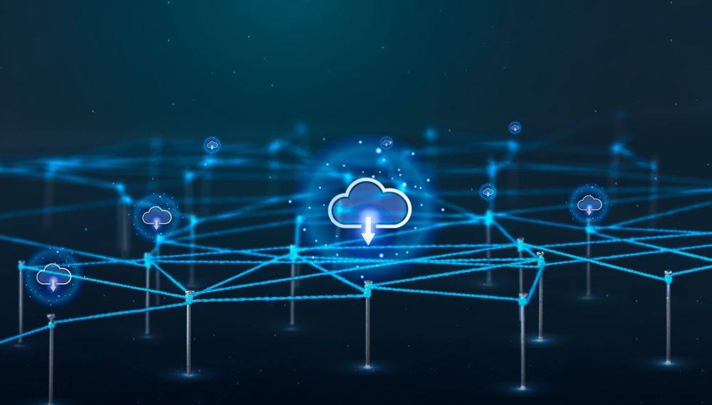 Cloud storage background, business network design